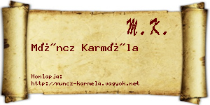 Müncz Karméla névjegykártya